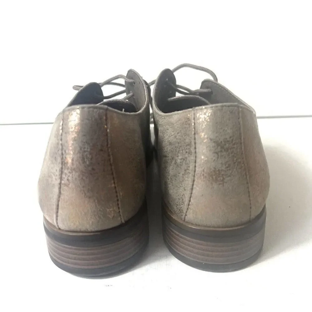 Clarks Womens 10M Metallic Brown Faux Leather Lace Up Oxford Comfort Casual Shoe